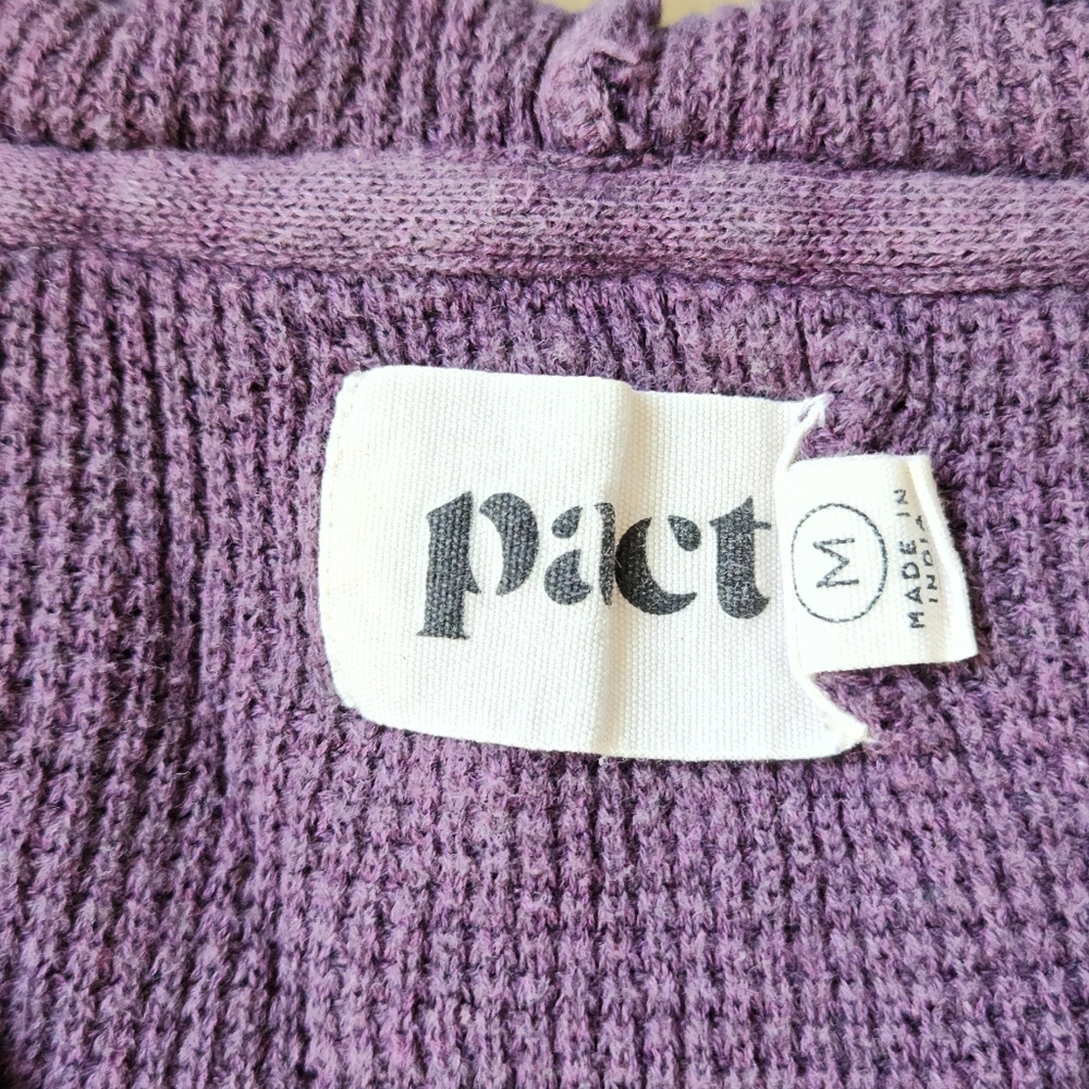 PACT women's Purple Waffle Hooded Top - Picture 2 of 2
